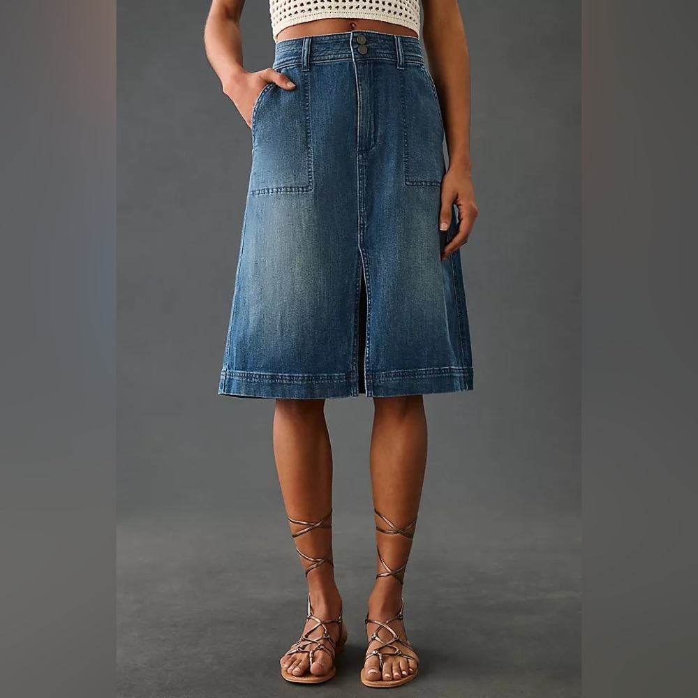 Pilcro Utility Denim Midi Skirt